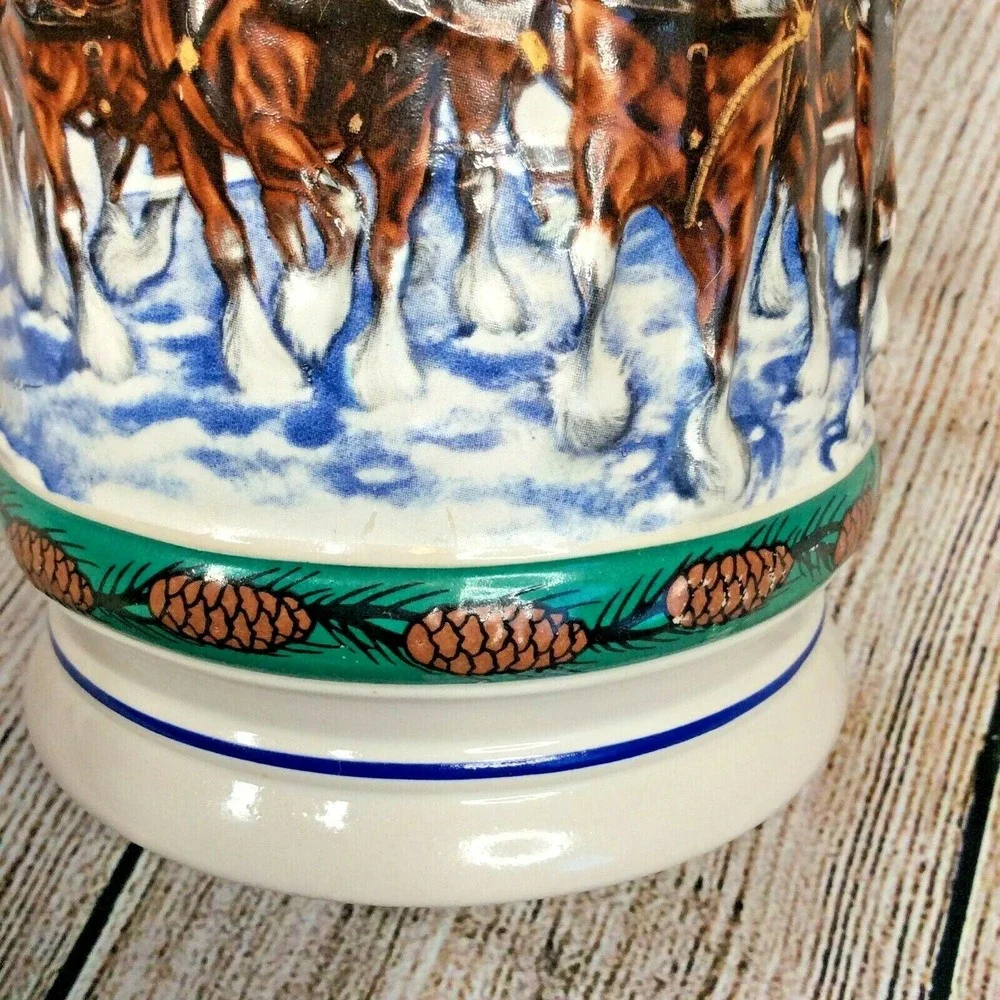 1993 Budweiser Holiday Stein Beer Mug Special Delivery Vintage Horses